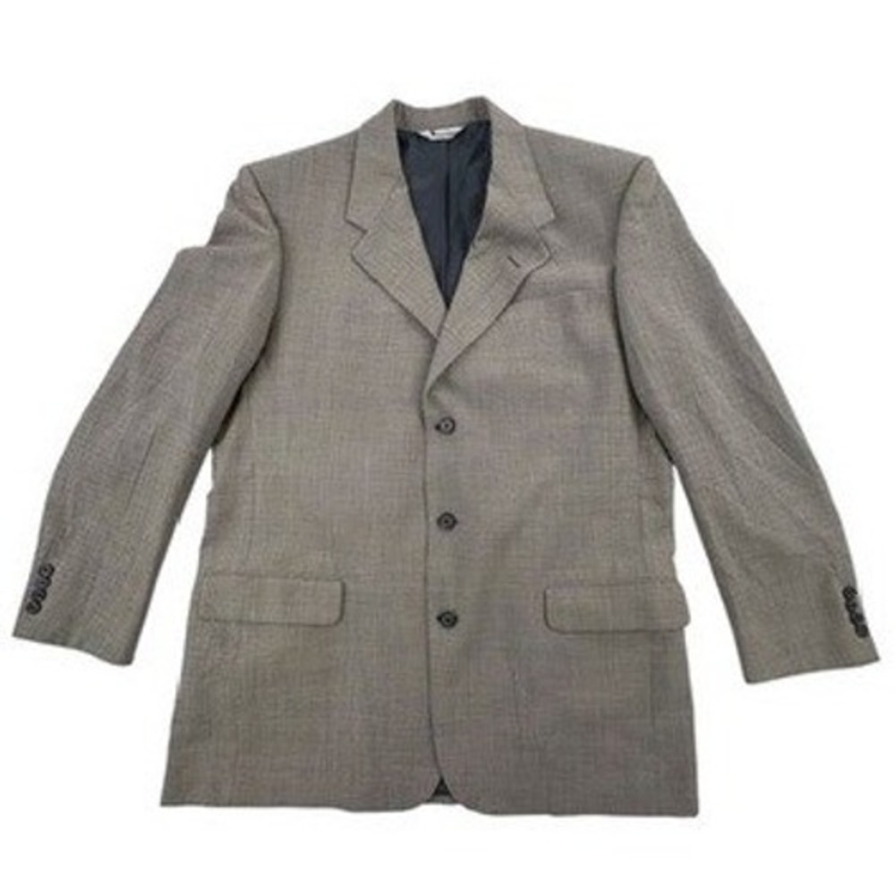 Aquascutum Mens 46L Blazer Regent 100 Collection Gray Plaid Wool Sport Coat
